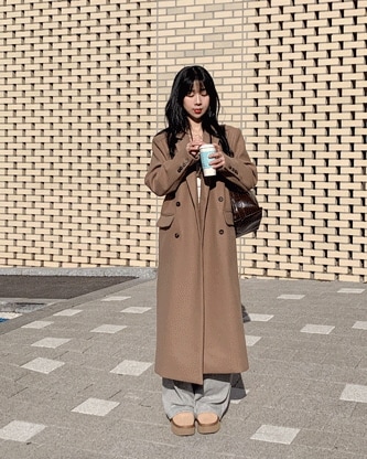 [ブランドクオリティ] ウール ロングコート ダブル マキシ ロングジャケット 2color