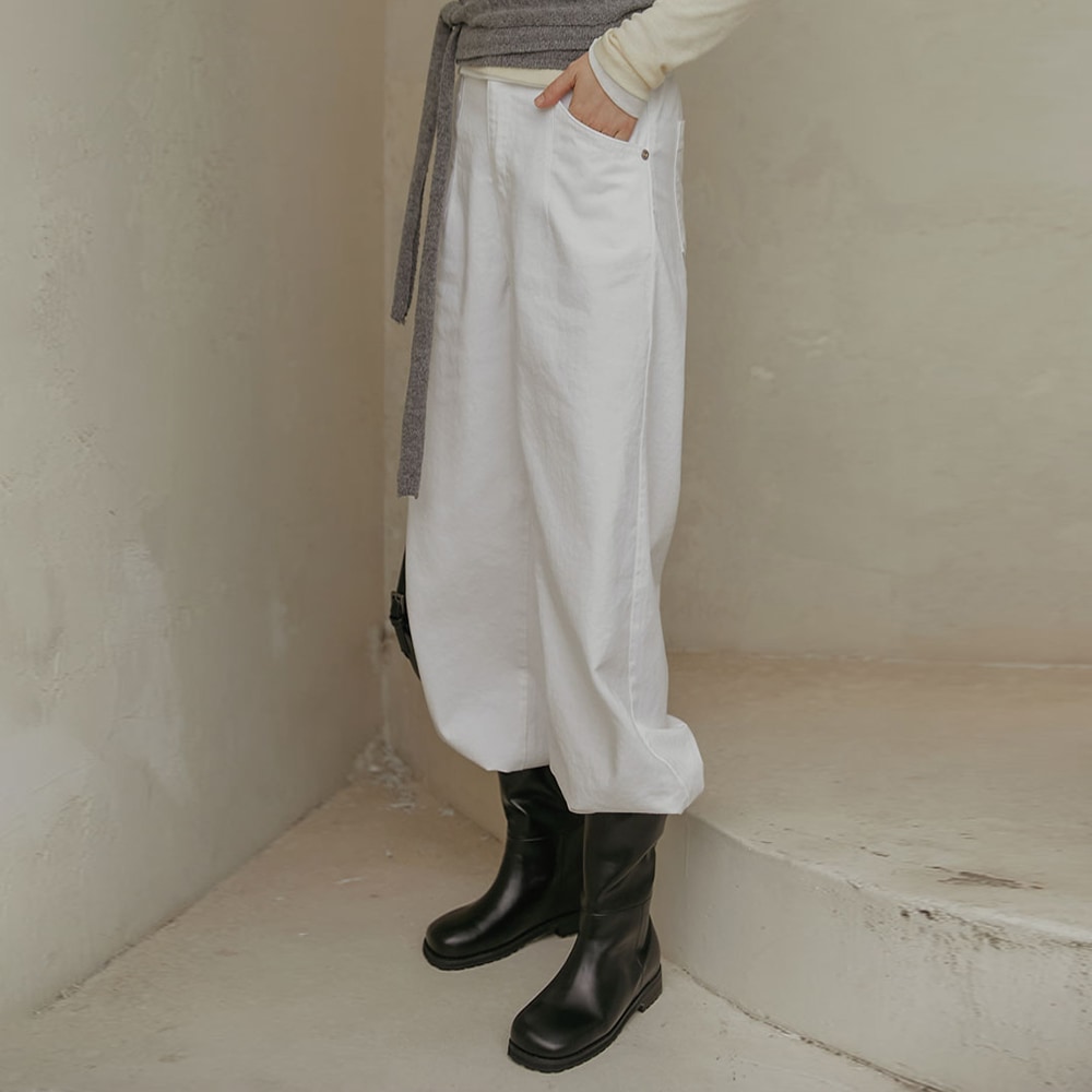 コバインコットンバンディングワイドパンツ