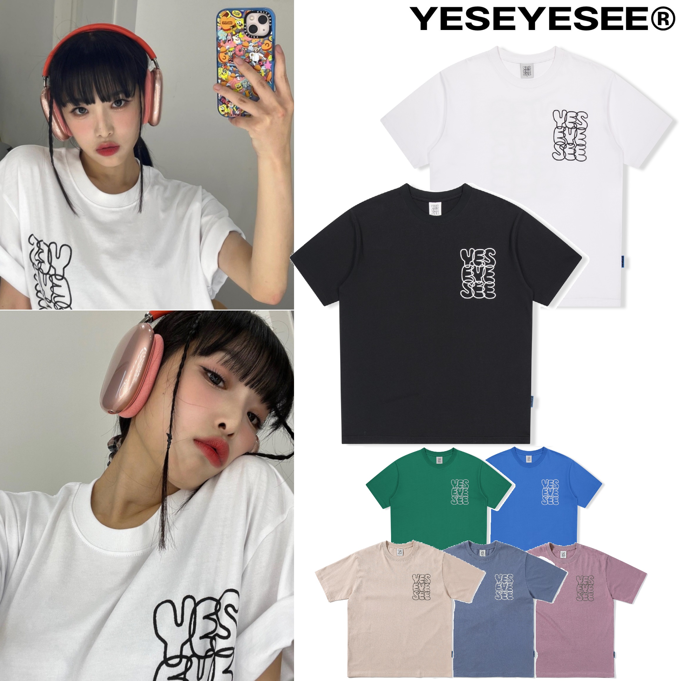 [韓国アイドル着用] C-Logo Tee 8色 Tシャツ 新商品 韓国ファッション 韓国人気 男女共用 日常服 ストリートファッション カップルアイテム 夏ファッション 学生ファッション
