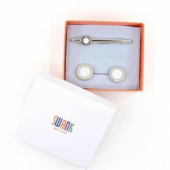 SWANK（スワンク） 白蝶貝のカフス＆タイバーセット CT002