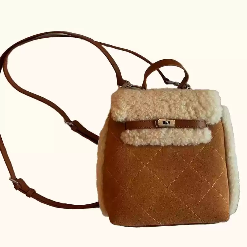 ショルダーバッグファッションスエードダブルバックパック