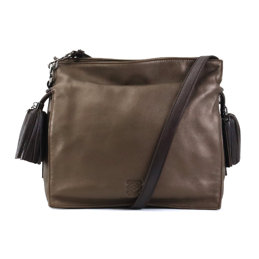 ロエベ LOEWE 斜め掛けショルダーバッグ フラメンコ レザー ブラウン レディース e59394k