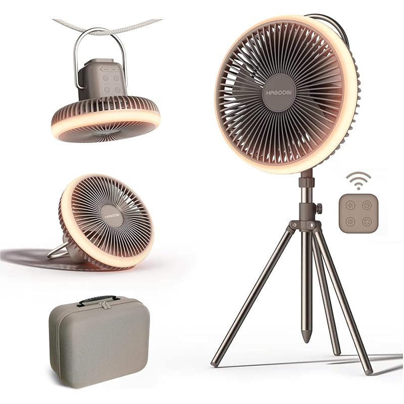 【2024新技術】HAGOOGI キャンプ 扇風機 セット dcモーター コードレス 10000mAh アウトドア 扇風機 1台5役 【卓上吊り下げスタンド式壁掛け挿入式】 35時間連続使用可