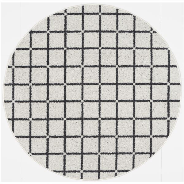ラグ マット 絨毯 約幅150×長さ150cm 正円 ホワイト チェック柄 洗える 日本製 防ダニ 滑り止め加工 床暖房可 スミノエ オセロ