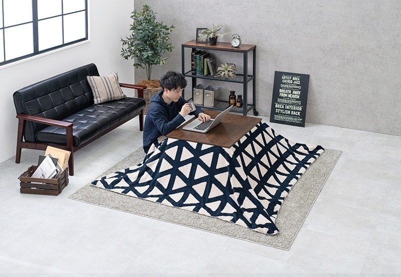 こたつテーブル コタツ 掛布団付き2点セット 高さ調節 古木調 北欧モダン おしゃれ ノルディック柄 省電力300Wヒーター 幅75cm