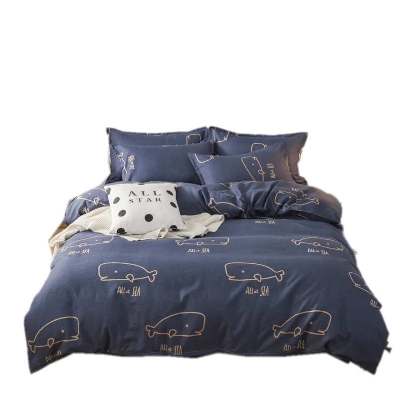 豪華4点セット寝具プリントベッド笠枕カバーネイビーサイズB 4点セット布団カバー150*200 cmベッド笠200*230 cm枕カバー48*74 cm x 2 5,442円