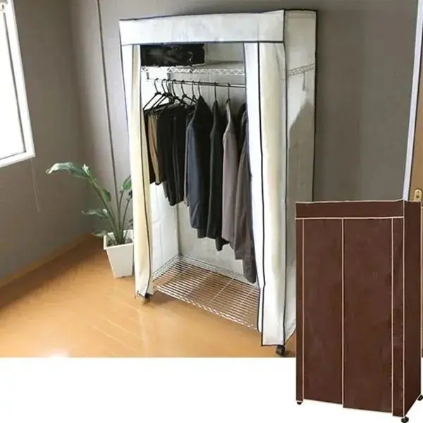 ハンガーラック カバー付き スチールラック キャスター 棚 クローゼット 衣類収納 洋服掛け ワードローブ 幅91cm