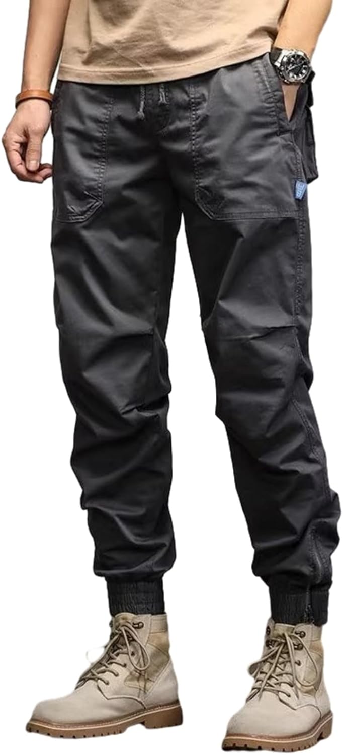 カーゴパンツ メンズ ワークパンツ ストレート ロングパンツ 細身 調整紐 ポケット付き ずぼん アンクルパンツ 軽い リブ裾 かっこいい お洒落 コットン カジュアル スポーツ 旅行 Y2K 原宿