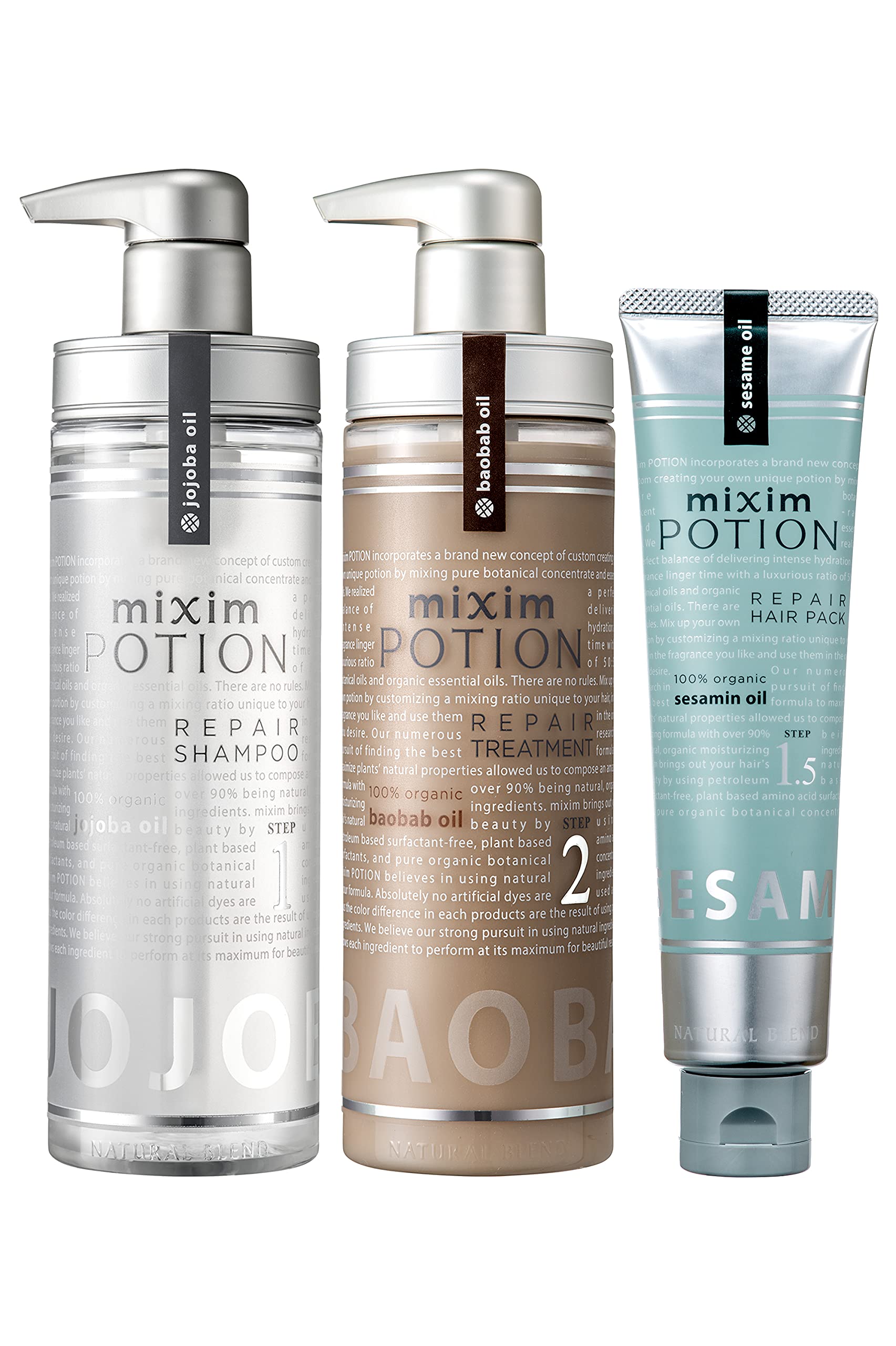 【限定セット】 ミクシムポーション EXリペア 3点セット[ シャンプー/トリートメント/ヘアパック ]『 オーガニック 原料と美容液成分でダメージケア』