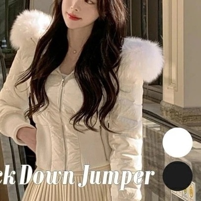 スリムウエストダックダウンジャンパー・p617300 レディース 【jk】アウター 長袖 ジャンパー ダウン ダックダウン スリムフィット ファー フェミニン 大人 お出かけ 着回し 秋 冬 STYL