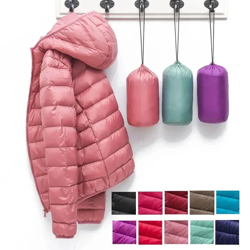 【10個セット】10種カラーダウンジャケット レディース 防寒 登山 防風 ダウンコート ウルトラライトダウン 軽量 暖かい アウトドア コンパクト収納 ライトダウン ショートコート フード付き レギ