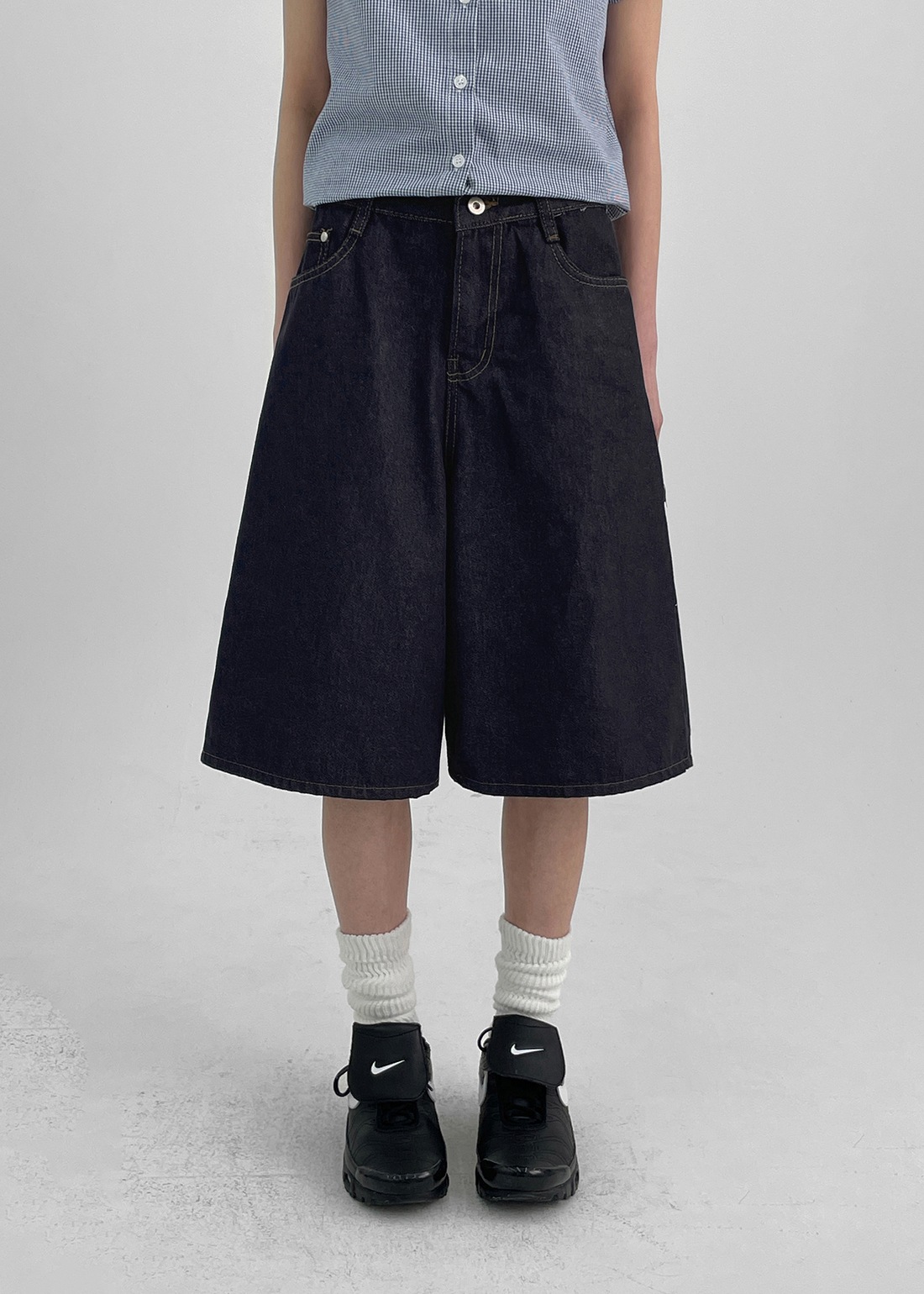 エルフォン生地カーフェンダーバミューダデニムパンツ 5,644円