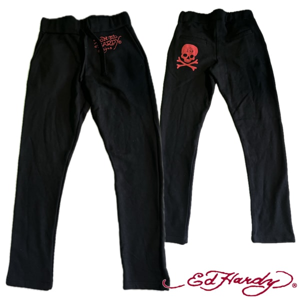 エドハーディー レディース スウェットパンツ 【200種類の品揃え】 Ed Hardy 13SKULL ブラック パンツ エド・ハーディー 正規 LAセレブ ファッション 雑誌 掲載 ブランド クリス