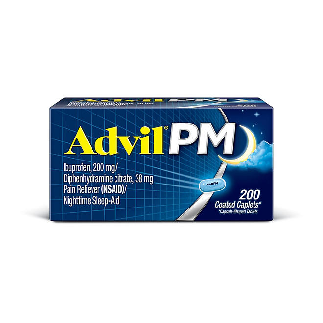Advil PM Pain Reliever and Nighttime Sleep Aid, Ibuprofen and Diphenhydramine Caplets, 200 ct. 5,327円