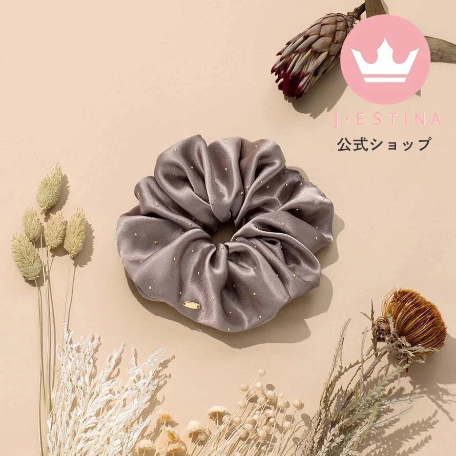 サテンドットシュシュ(BEIGE)IU パクミニョン 韓国ドラマ 韓国ファッション レディース アクセサリー