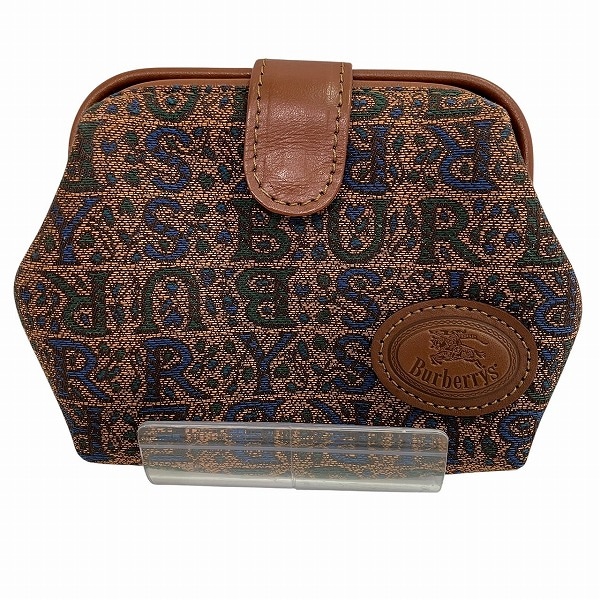 バーバリー ジャガード×レザー ブラウン 財布 コインケース レディース 【中古】