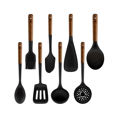 バーゲンシュタイガー プレキシベル シリコン キッチンツール セット(ブラック)