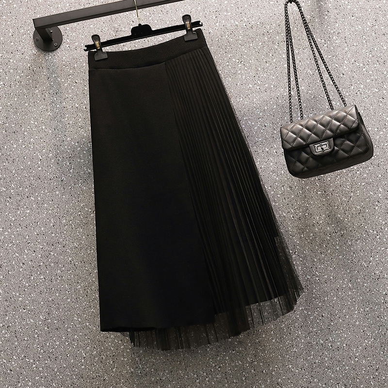 スカート プリーツ レギュラー丈 膝下 ミドル丈 ストレート プリーツ ブラック ブラウン グレー 2XL 3XL 4XL 大人 大人女子 こなれ感 キュート クール エレガント 存在感 個性的