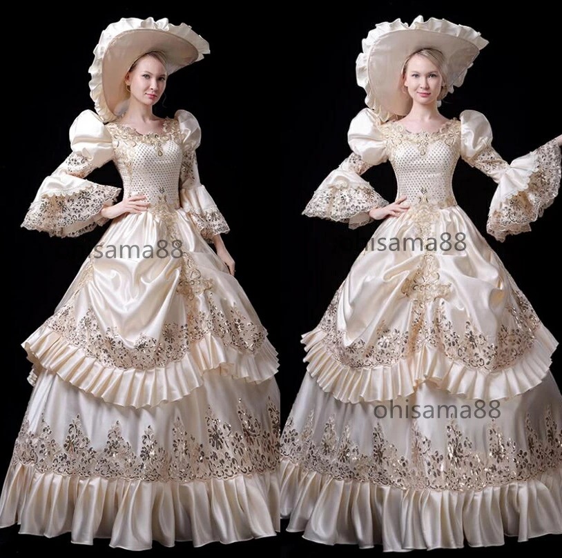 貴族ドレス 宮廷ドレス ステージ衣装 演劇 貴婦人ドレス 華やか 高級感 ヨーロッパ風ドレス 撮影 演奏会 文化祭 学園祭 お姫様ワンピース 可愛い パーティードレス プリンセスドレス フレア袖 ハロ