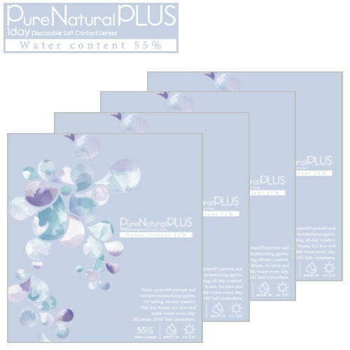 【4箱】高含水コンタクトレンズ ピュアナチュラル プラス 55% Pure Natural PLUS 30枚入 4箱 1日使い捨て コンタクトレンズ　ポスト投函便40