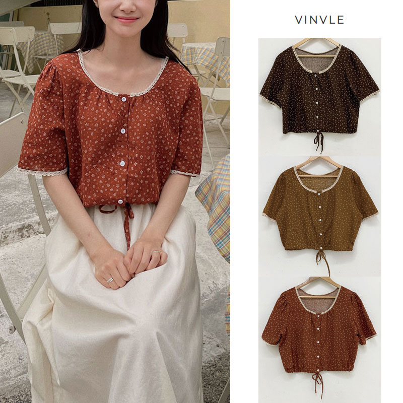 韓国人気 [VINVLE] Flower Strap Blouse 韓国ショッピングモール レディース 韓国ファッション