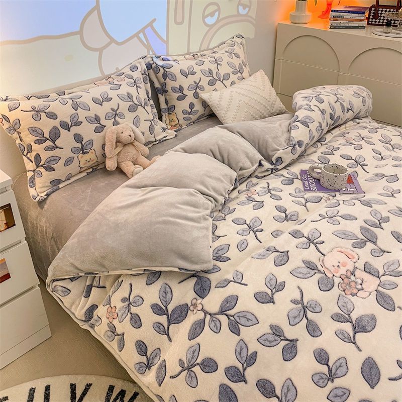 韓国ファッション 布団カバー シンプルデザイン 寝具冬のベッド用品サンゴの絨毯 掛布団カバー あったか布団カバー 防臭 洗える