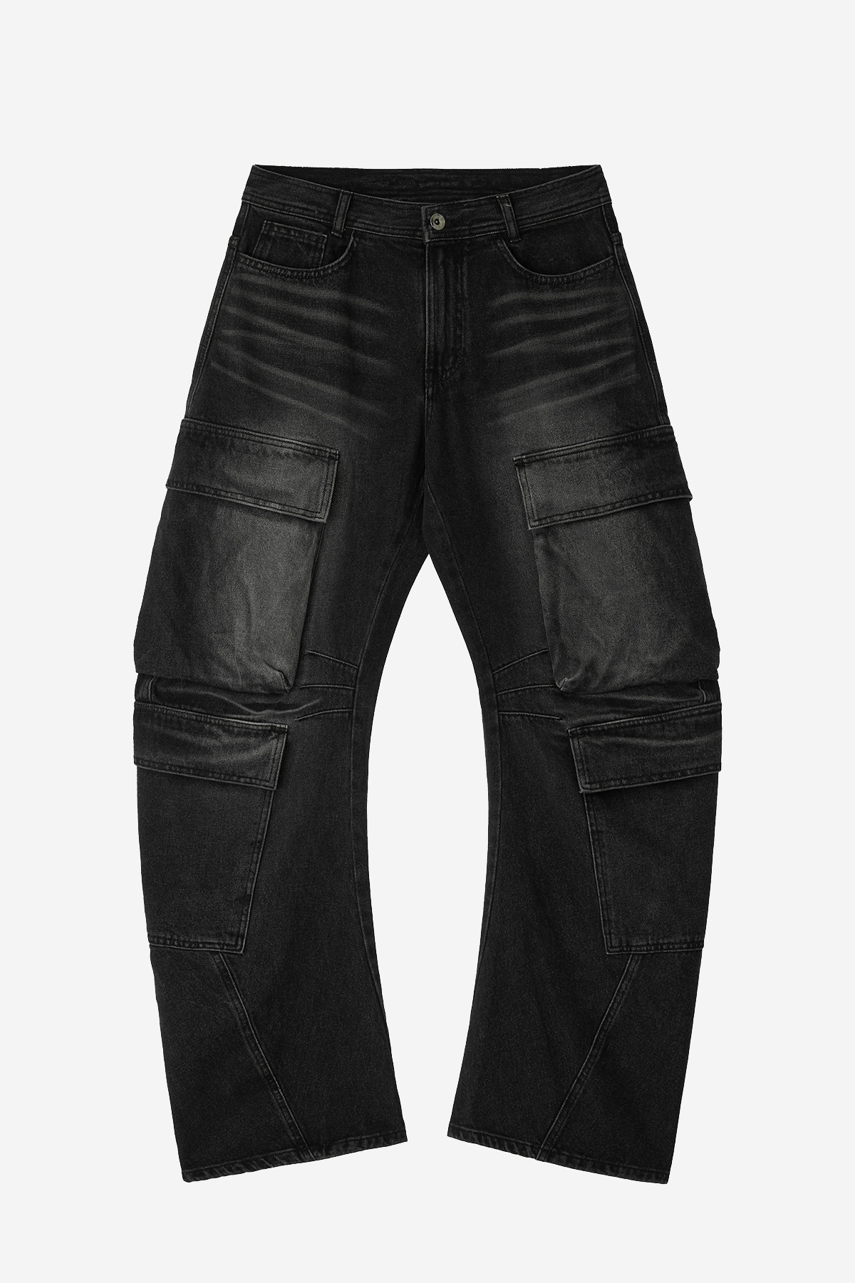 【BLR】 CURVED QUAD CARGO WASHING DENIM PANTS