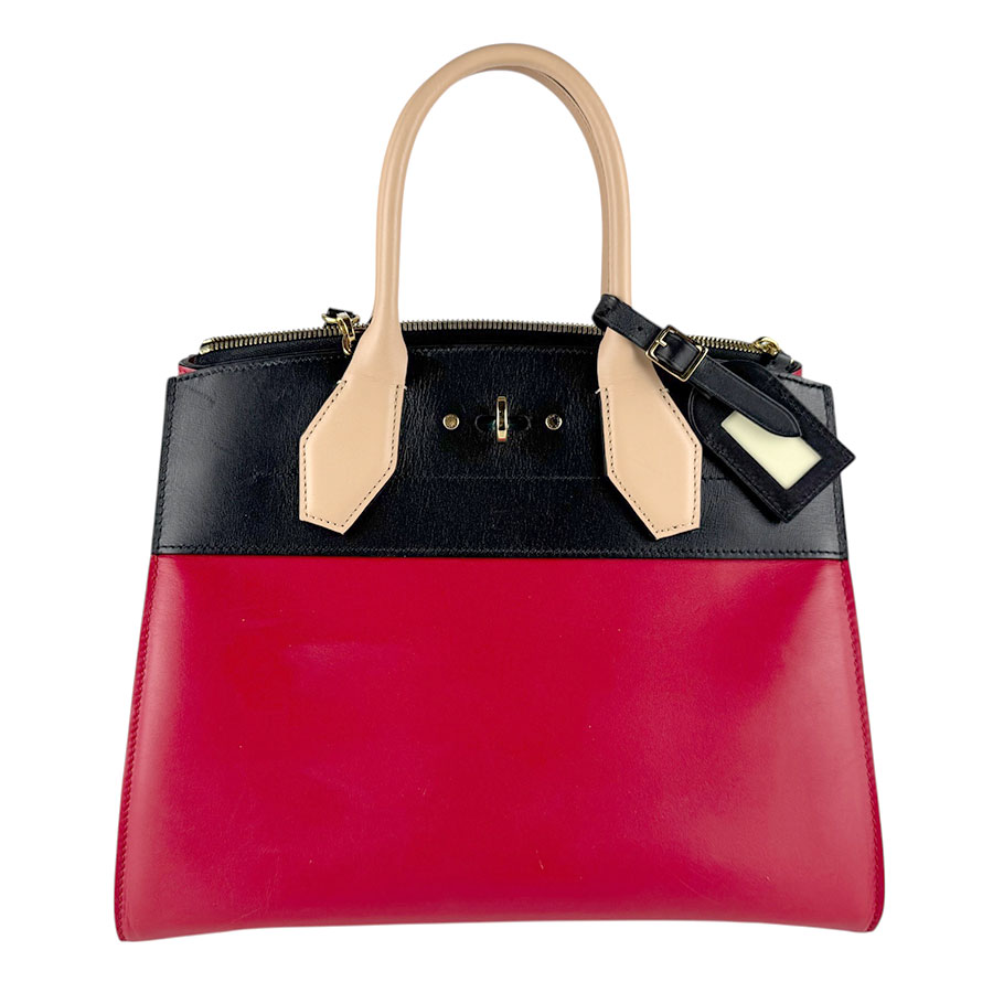 ルイ ヴィトン LOUIS VUITTON ハンドバッグ ショルダーバッグ シティ スティーマーMM レザー レッド/ブラック/ベージュ ゴールド レディース M42190 z8375