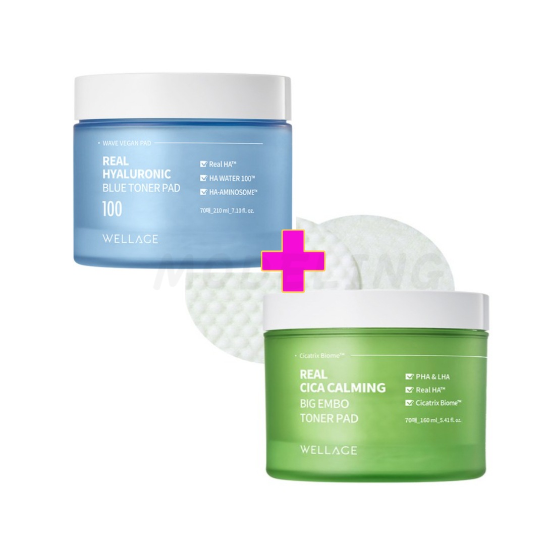 リアル ヒアルロニック ブルー +リアル シカ カーミング ビッグ エンボス トナーパッド毛穴完璧ケア