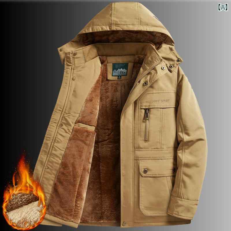 メンズ ファッション 冬 綿 コート 厚手 起毛 丈 コート 大きいサイズ 暖かい 綿 ジャケット 綿 コート