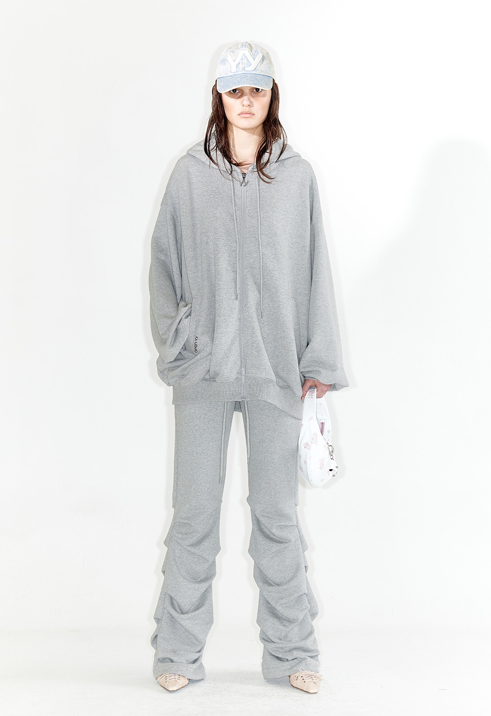 【OPEN Yy】 JERSEY SHIRRING PANTS : GRAY