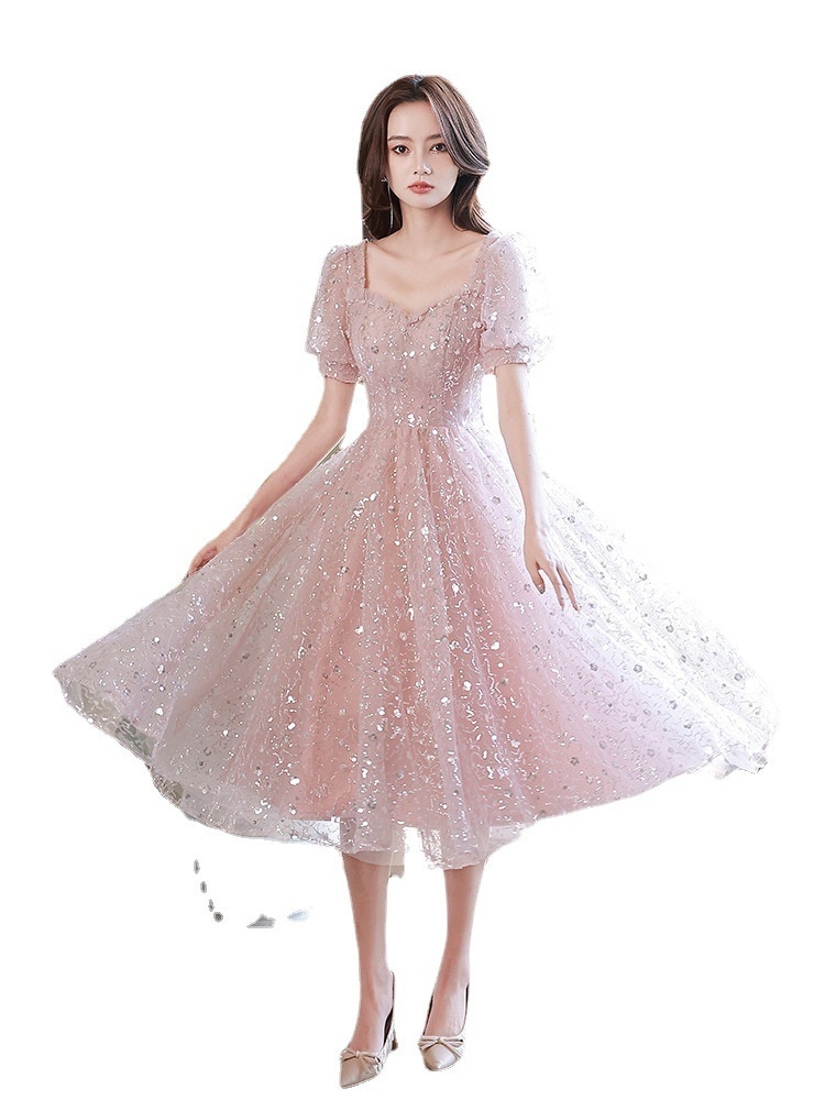 小柄イブニングドレス女宴会パーティープリンセススカート夏