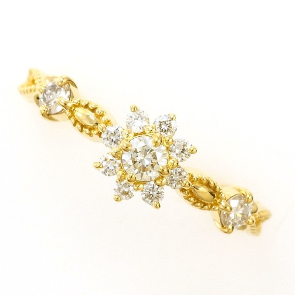 K18 18金 YG リング 指輪 10.5号 ダイヤ 0.090 0.22 ジュエリー 中古