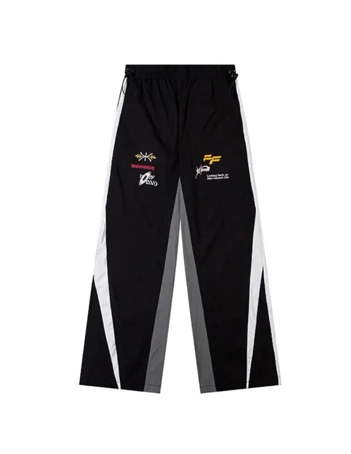 2025 春 秋 冬 ウエスト エラスチック レーシングスタイル ワークパンツ ヴィンテージ スウェットパンツ ストリート ヒップホップ ナイロントラックパンツ
