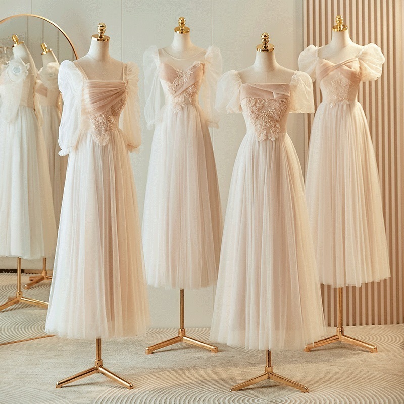 韓国ファッションシャンパン色 ワンピース 長袖 レディース 2024 新作 春夏 長袖 ワンピース ドレス パーティードレス 韓国 ワンピース