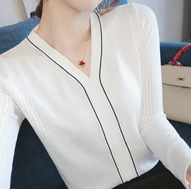 トップス デート カットソー ニットソー セーター 袖あり 長袖 Vネック かわいい 大人可愛い きれいめ シンプル カジュアル 大人 上品 おしゃれ お洒落 かっこいい レトロ 大人女子 こなれ感