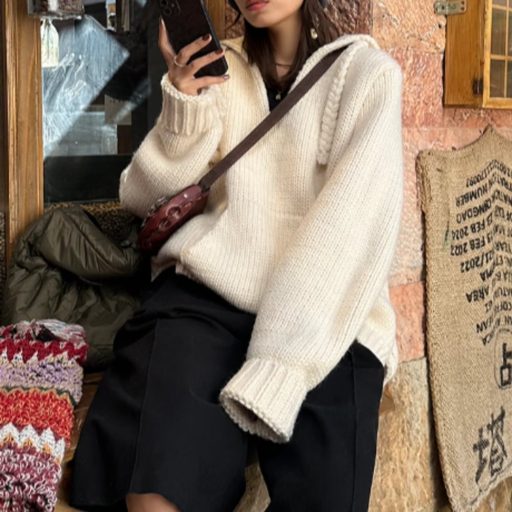 ルーズ ニットパーカー 韓国 ガーリー 秋冬 ゆったり かわいい 大人可愛い きれいめ シンプル おしゃれ デート お出かけ パーティー イベント リゾート 旅行 レストラン 女子会 ショッピング