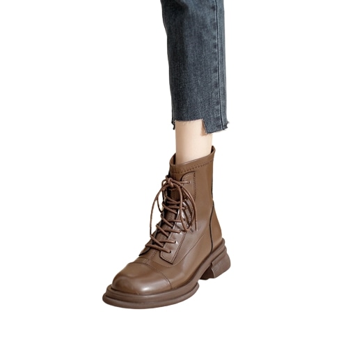 ins英倫マーチンブーツ女性本革小柄内高短靴女性弾性帯ブーツ 6,119円