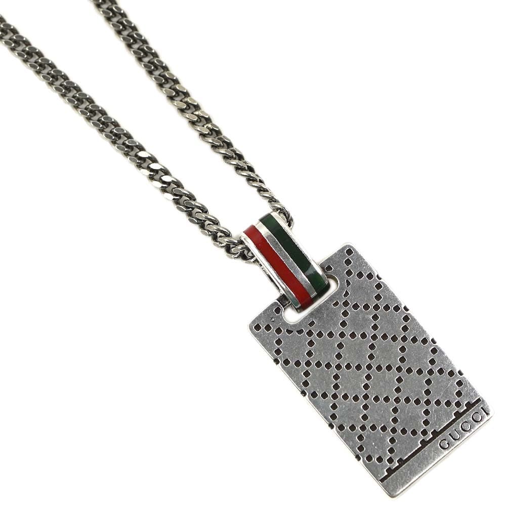 グッチ ネックレス ペンダント メンズ レディース ディアマンティッシマ プレート ガンメタル エイジドパラジウム加工 GUCCI 310481-J89L0-8518
