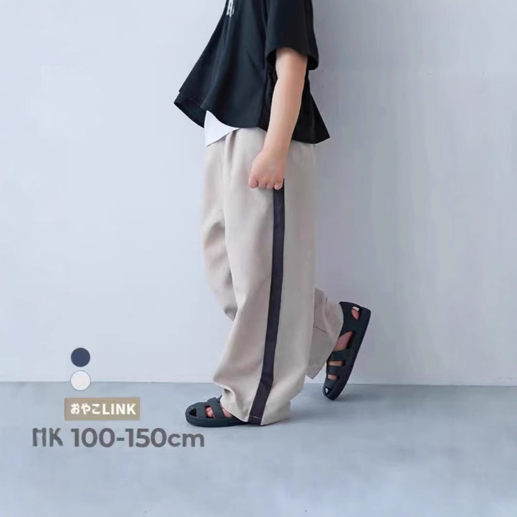 春と秋の女の子パンツ通気可能な海辺の森フローティングスタイルストレートラインカジュアルパンツ