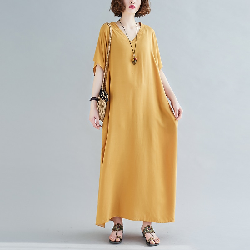 ワンピース オーバーサイズ Vネック 無地 ロング レディース 半袖 フレア 大人可愛い シンプル デート お出かけ お泊まり アウトドア キャンプ リゾート 旅行 海 女子会 休日 バカンス