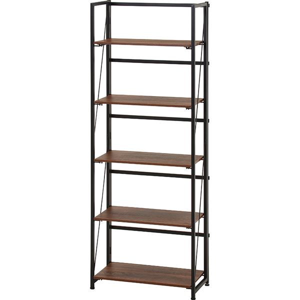 折りたたみシェルフ 5段 BR ブラウン 完成品