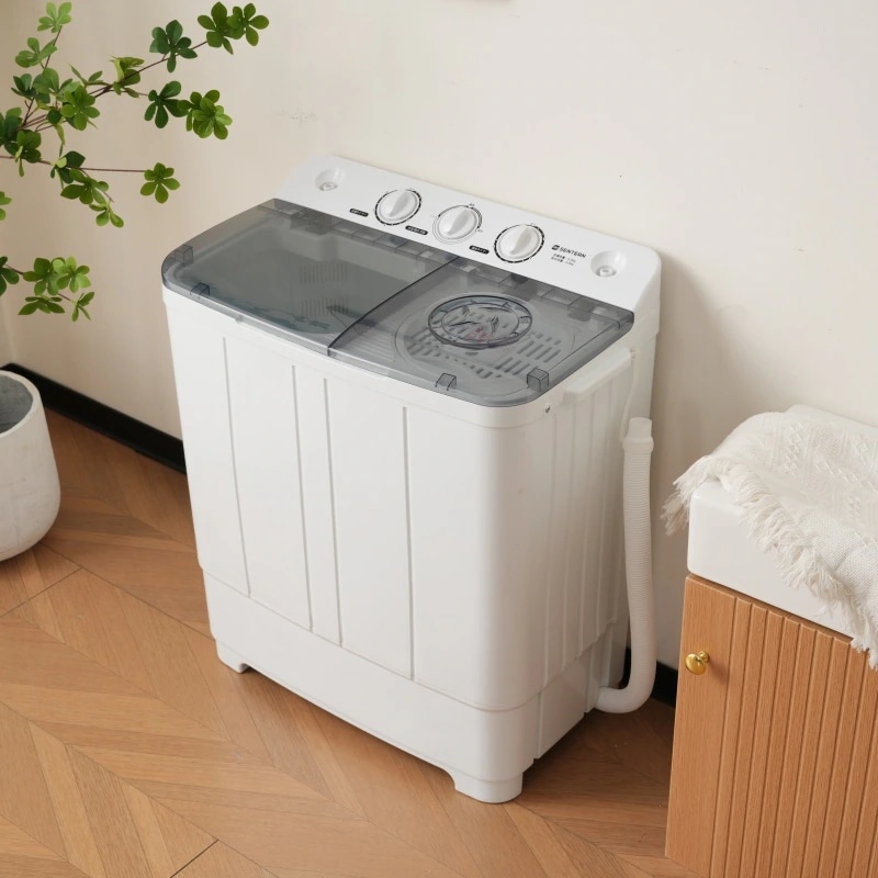 【日本国内出荷-3日で配達】二槽式洗濯機 6kg 洗濯/4kg 脱水 プラスチック槽 コンパクト縦型 ホワイト タイマー付 節電 まとめ洗い可能 一人暮らし 単身 引越し向き 洗濯物きれいに DJYC