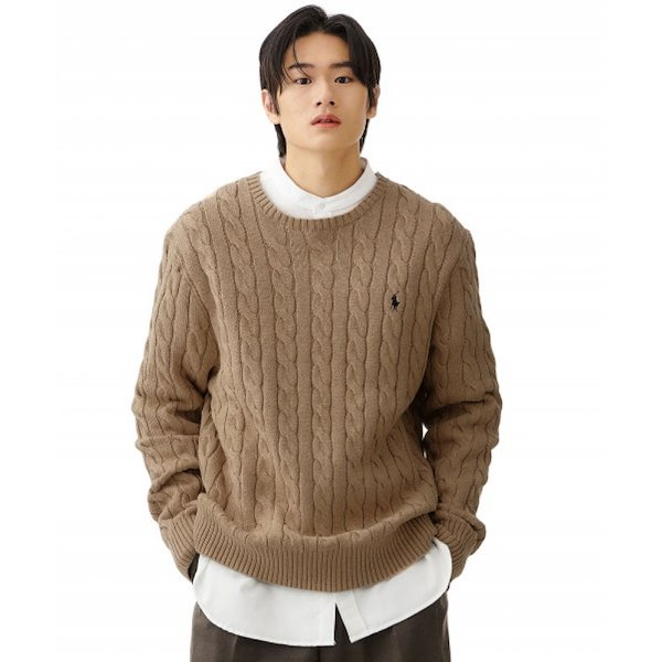 ラルフローレン ケーブルニット コットン ブラウン ケーブルニット コットン セーター（ニット/セーター）｜POLO