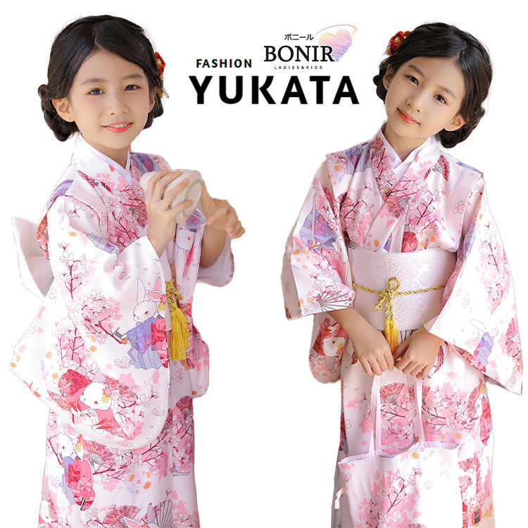 浴衣セット 子供浴衣 ガールズ ドレス キッズ ゆかた 可愛い浴衣 作り帯 蝶結び 女の子 浴衣 簡単着付け 花火大会 夏祭り ハロウィン 夏ファッション ダンス発表会 着物 夏服 和装 カジュアル