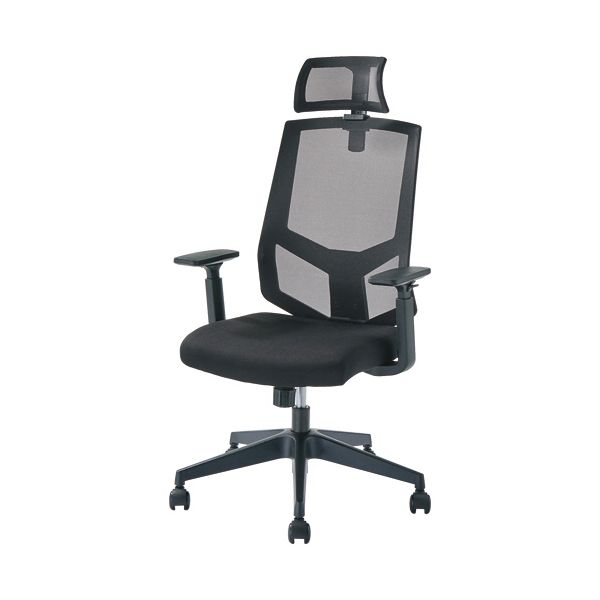 YAMAZEN FIT WORK BCワークチェア ヘッドレスト+肘付 ブラック BCM-AH46（BK） 1脚 組立式