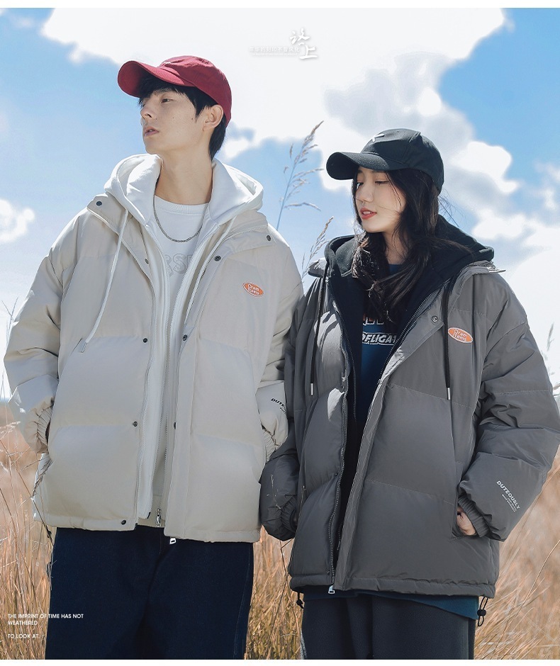 アウターダウンジャケットタグ ダウンジャケットメンズファッションコート冬の新作ダウンジャケットフードコート偽の綿入れ2枚のパン服を厚くする男女兼用