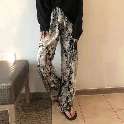 ボトムス ボトム おすすめ おしゃれ お洒落 激安 安い プチプラ パンツ ワイド パンツ ハイ ウエスト タイダイ テロテロ ゆったり 太め だぼっとした ダボダボ ポリエステル lbot