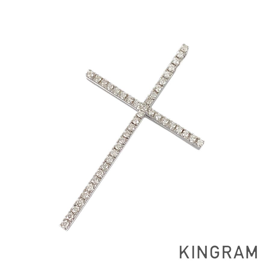 ペンダントトップ K18WG ダイヤモンド te【中古】