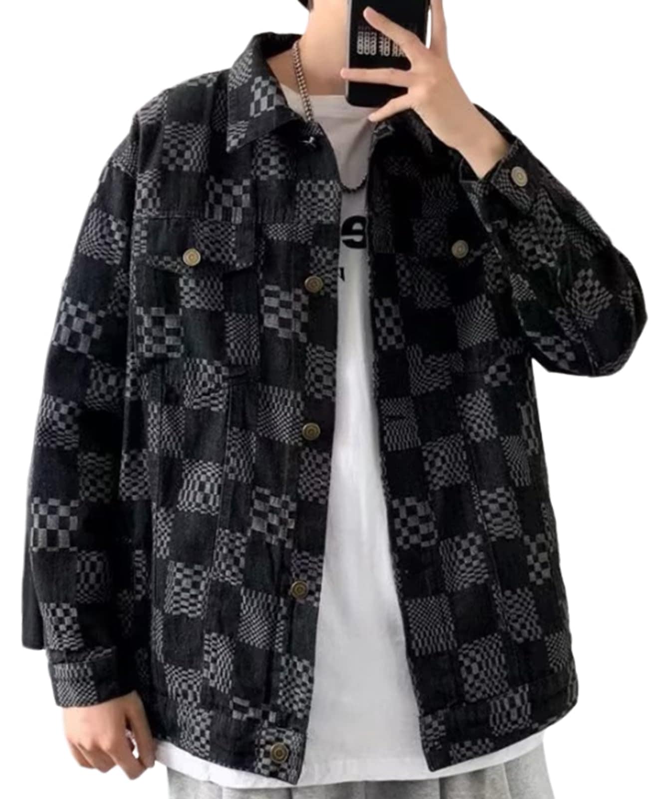 [ブランクブラン] Gジャン ブルゾン 格子柄 デニム アウター 襟付き ポケット付き チェック柄 ストリート 秋 冬 春秋 冬服 xl サイズ えっくすえる おおきめ 大きめ ゆったり 着痩せ ギフ 7,287円